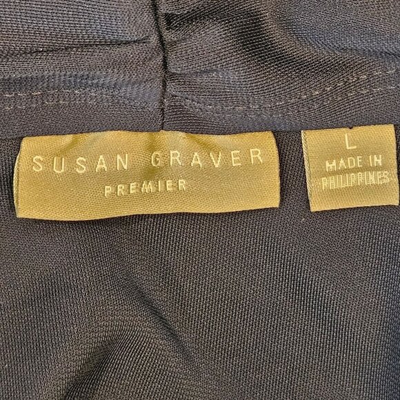 Susan Graver Premier Navy  Womens L Open Cardigan Ruched Sleeves liquid silk - Picture 11 of 14